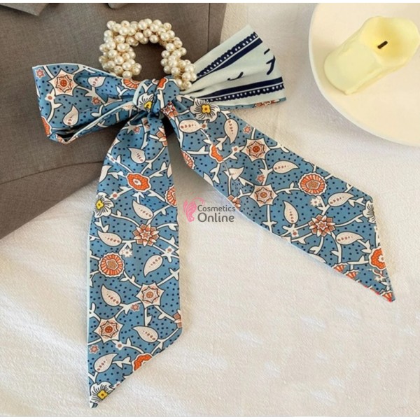 Esarfa din matase cu elastic si perle Cod ESF067